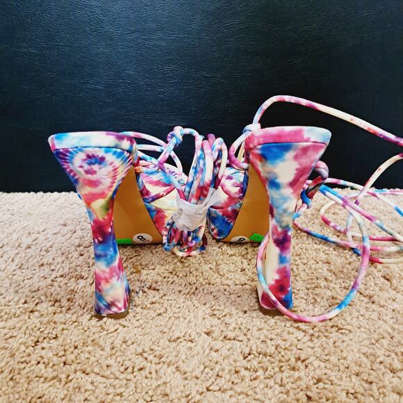 Liliana Johana Tie Dye Platform Wrap-Around Ankle High Heels Prom Homecoming 8 - Picture 7 of 10